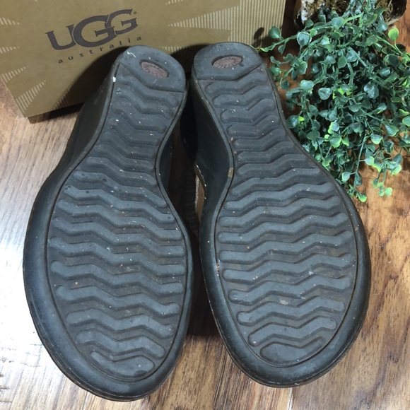 Ugg Gael Chestnut Leather & Shearling Mule Clogs 6 - Picture 7 of 10